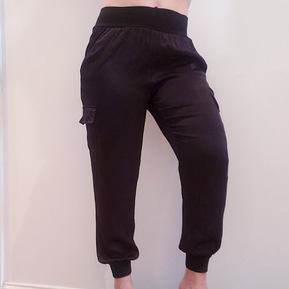 3/$30 Boston Proper Shiny Black Cargo Joggers